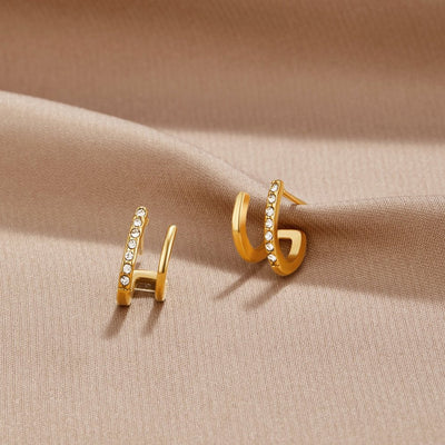 クローゴールド＆クリスタルピアス