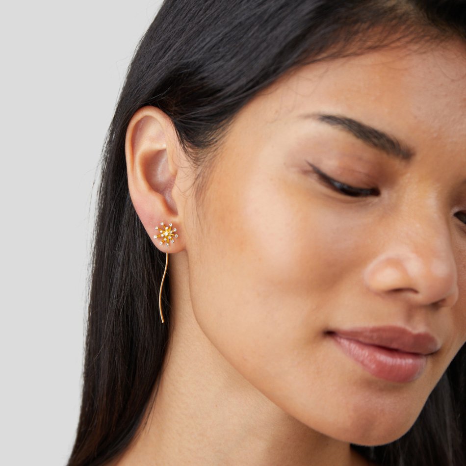ウィッシュ ダンデライオン 18K ゴールド ピアス